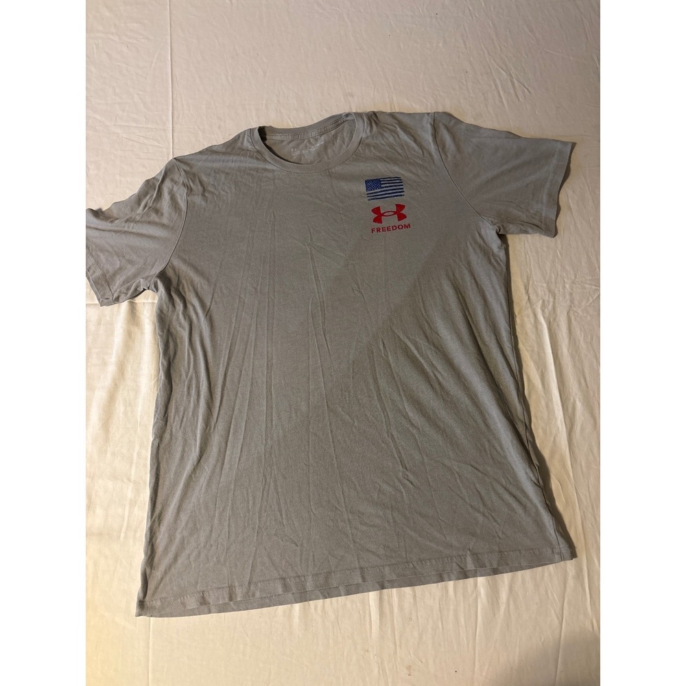 Under Armour Freedom T-Shirt Mens XL Gray Patriotic American Flag Logo